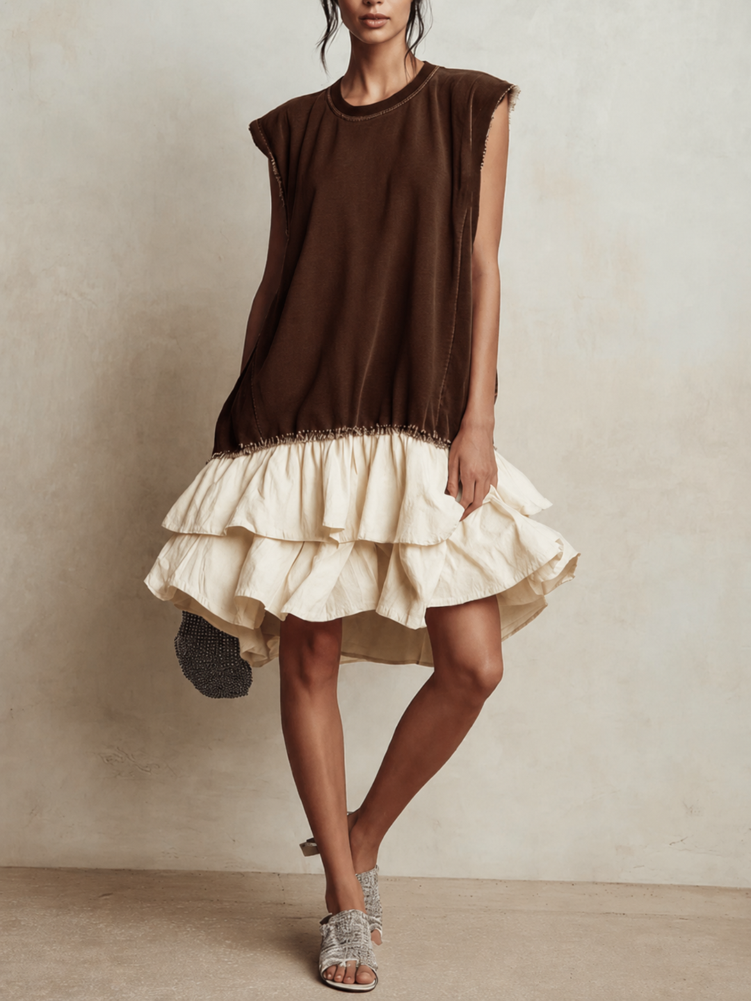 Nieves - Casual color-block dress with a loose fit for vacations