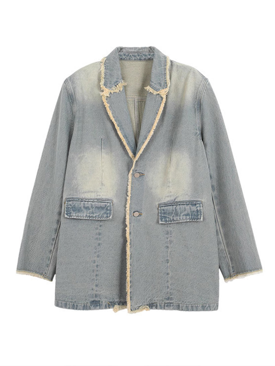 Dionne™ | Vintage-Style Oversized Blazer with Raw Edges