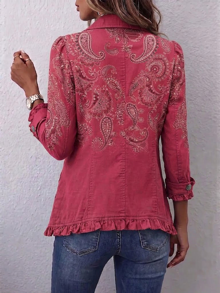 Anouk™ | Vintage Paisley Print Ruffled Jacket