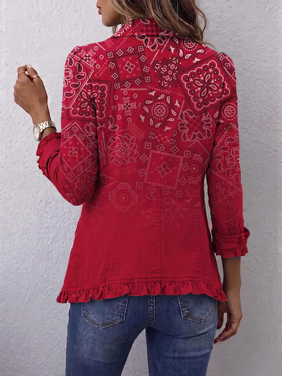 Criselle™ | Bohemian Paisley Ombré Print Ruffled Jacket