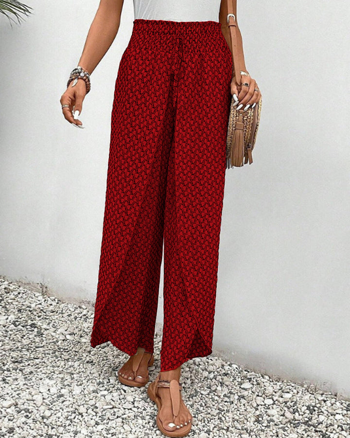 Serena | Printed Smocked Wide-Leg Pants