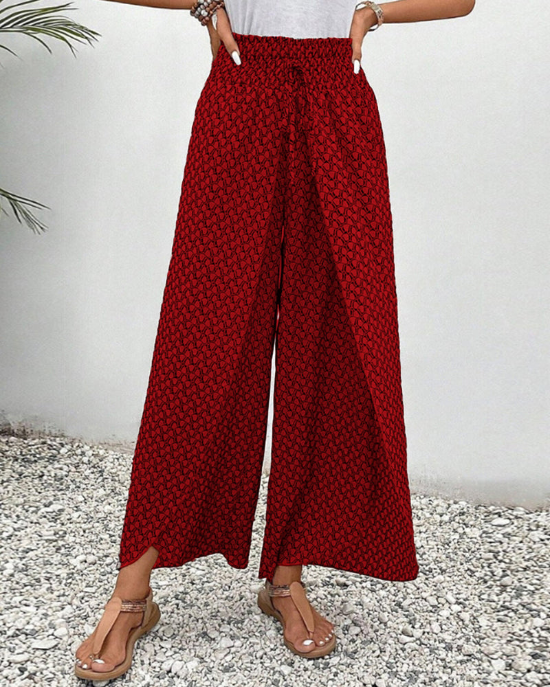 Serena | Printed Smocked Wide-Leg Pants