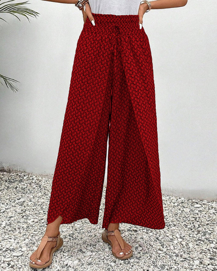Serena | Printed Smocked Wide-Leg Pants