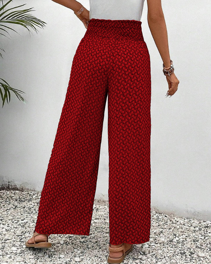 Serena | Printed Smocked Wide-Leg Pants